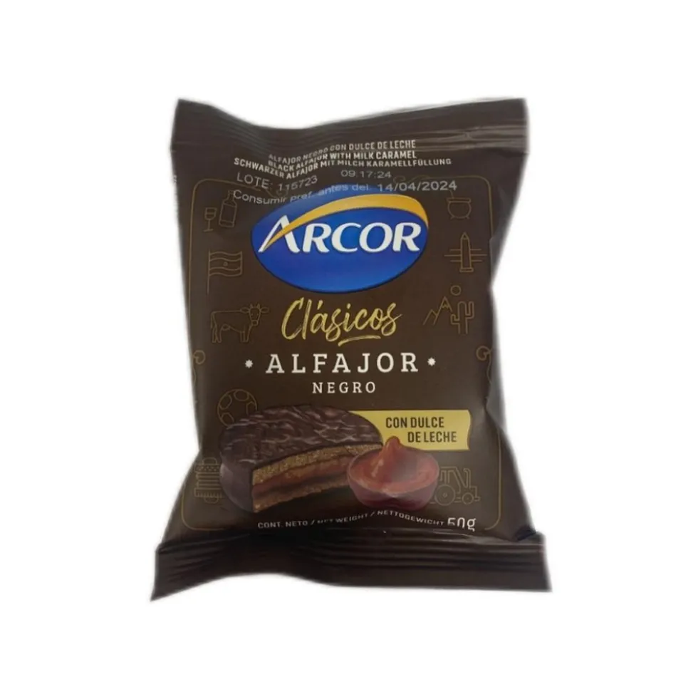 Alfajor Negro con Dulce de Leche 50 gr - Arcor