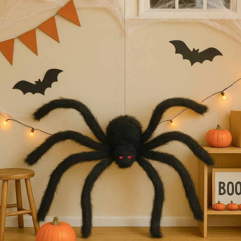Araña Negra Gigante Halloween – 125 cm