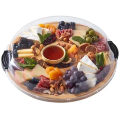 Bandeja Redonda de Bambú con Compartimentos y Tapa 35 cm