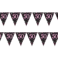 Banderín 50 Años Pink Sparkling 4 Metros