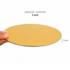 Base Rígida Redonda Oro Mate 25 cm x 3 mm