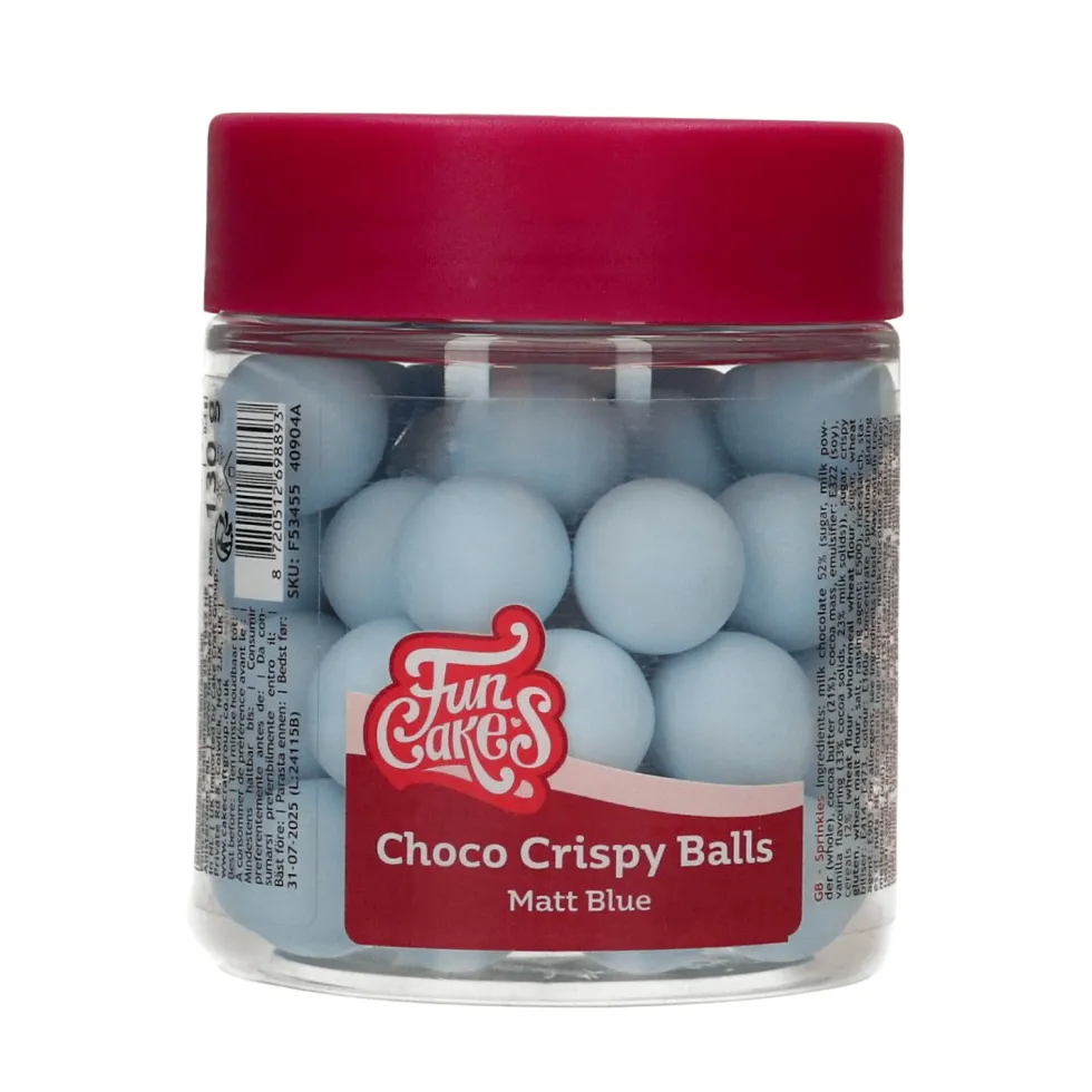 Bolas Crujientes de Chocolate Azul Mate 130 gr - Funcakes