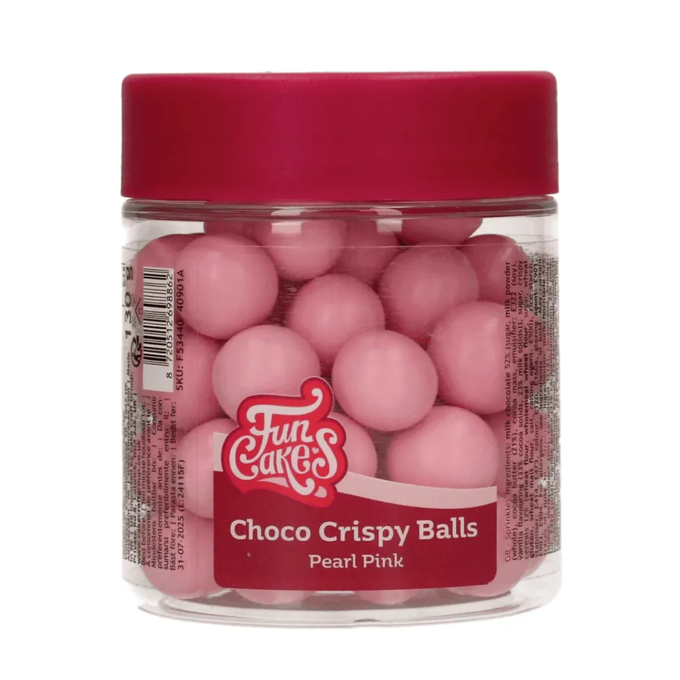 Bolas Crujientes de Chocolate Pearl Pink 130 gr - Funcakes