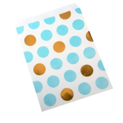Bolsitas Blancas con Lunares Azules y Dorados