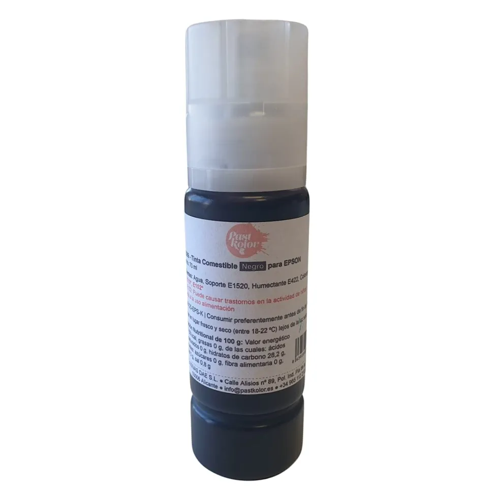 Botella de Tinta Comestible para Impresora Epson - Negro 70 ml