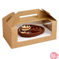 Caja Kraft con Ventana para Huevo de Pascua con Base Ajustable