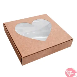 Caja Kraft con Ventana de Corazón 17 x 3,5 cm - Pastkolor
