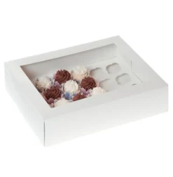 Caja 24 mini cupcakes Blanco Satinado