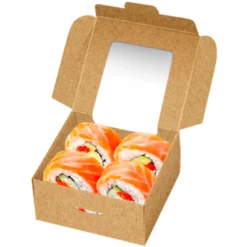 Caja para Bolleria Kraft con Ventana - 10 x 4 cm