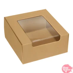 Caja para Bolleria Kraft con Ventana - 10 x 4 cm