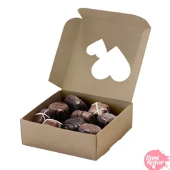 Caja para Galleta Kraft con Ventana Corazones 10 cm