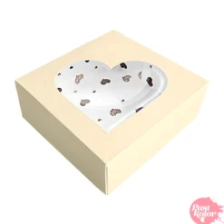 Caja para Galletas con Corazones - color Champagne 14 cm
