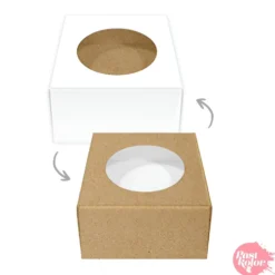Caja para Galletas Cuadrada Reversible Blanca y Kraft 7,5 cm