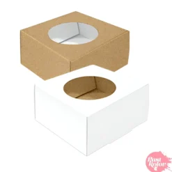 Caja para Galletas Cuadrada Reversible Blanca y Kraft 7,5 cm