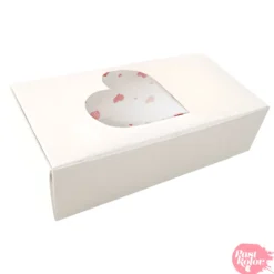 Caja para Galletas Reversible - Blanca y Corazones 18 cm