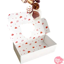 Caja para Galletas Reversible - Blanca y Corazones 18 cm