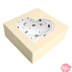 Caja para Tarta con Corazones color Champagne 20 cm