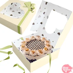 Caja para Tarta con Corazones color Champagne 20 cm