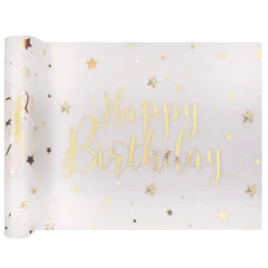 Camino de Mesa Happy Birthday Gold 5 mt x 30 cm