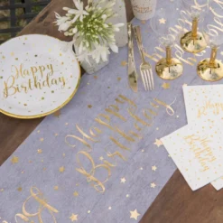 Camino de Mesa Happy Birthday Gold 5 mt x 30 cm