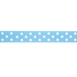 Cinta satinada Polka dot Blue 24mm (2mts)