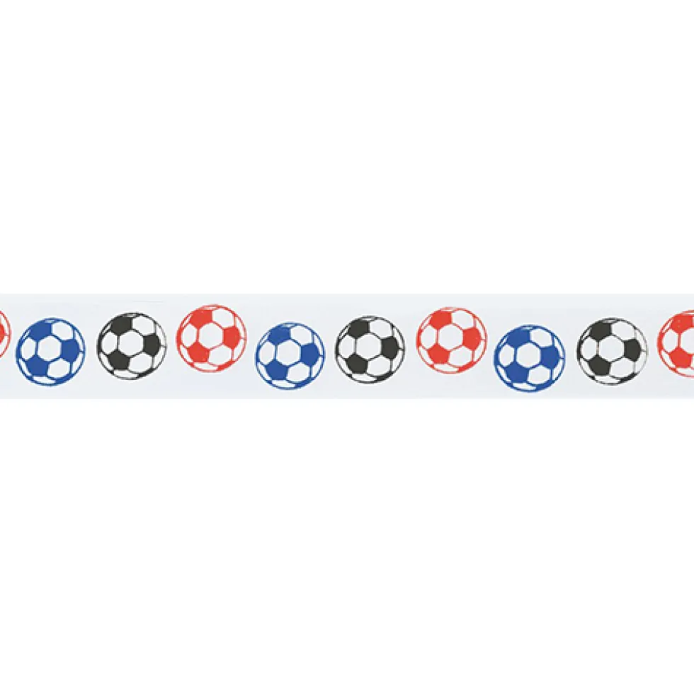 Cinta satinada Balones de Fútbol de colores 24mm (2 mts)