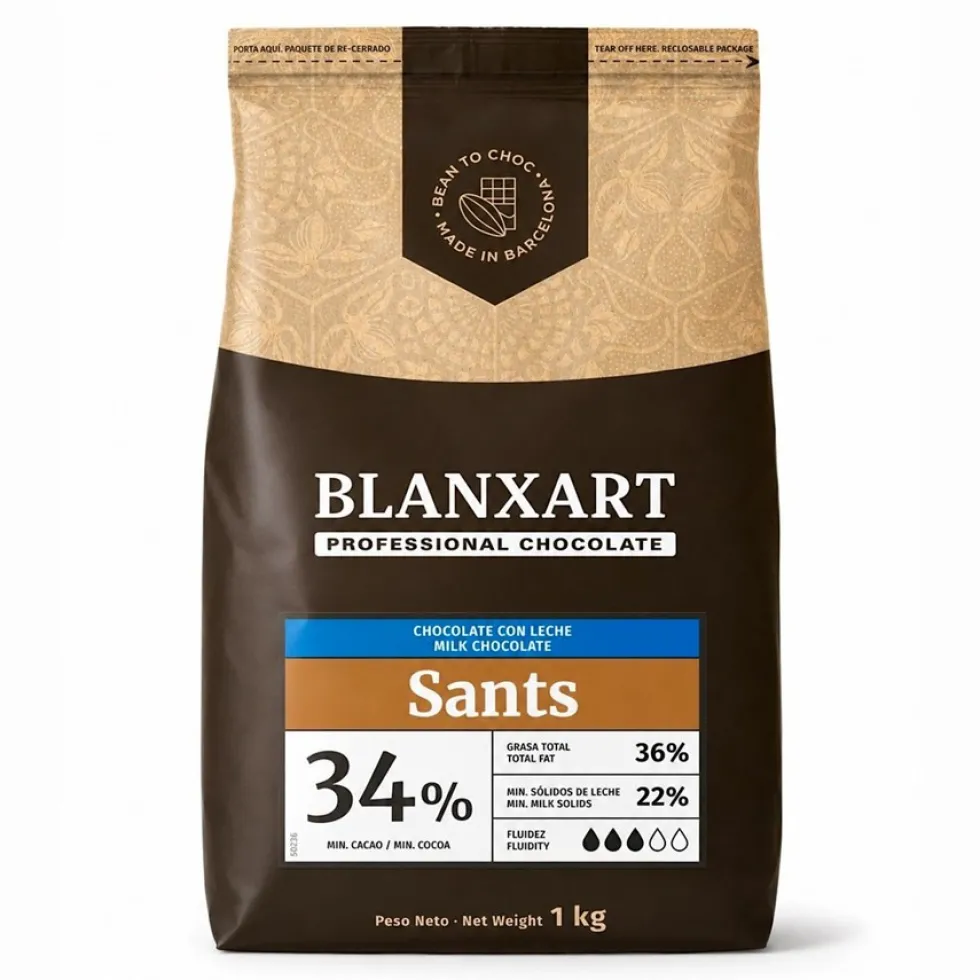 Cobertura de Chocolate con Leche Sants 34 % - 1 Kg - Blanxart