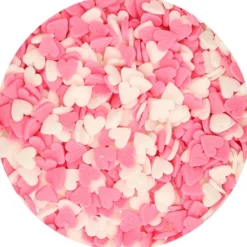 Corazones Rosas y Blancos de Azúcar 60 gr - FunCakes
