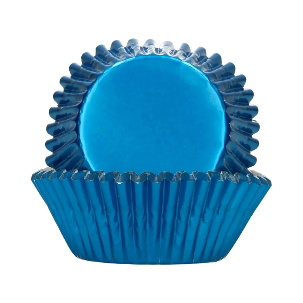 Cápsulas Cupcakes Papel Aluminio Azul Metálico 48 ud - Funcakes