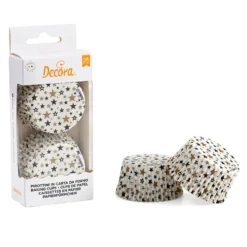 Cápsulas para Cupcakes Estrellas Negras y Doradas 36 Unidades