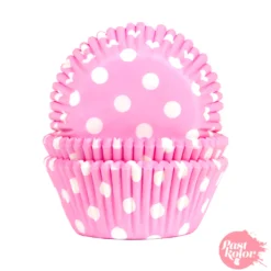 Cápsulas Cupcake Rosa Bebé con Lunares - 24 Unidades