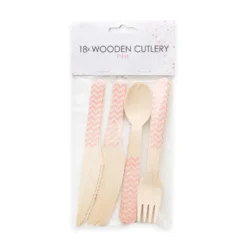 Cubiertos de Madera Rosas 18 ud