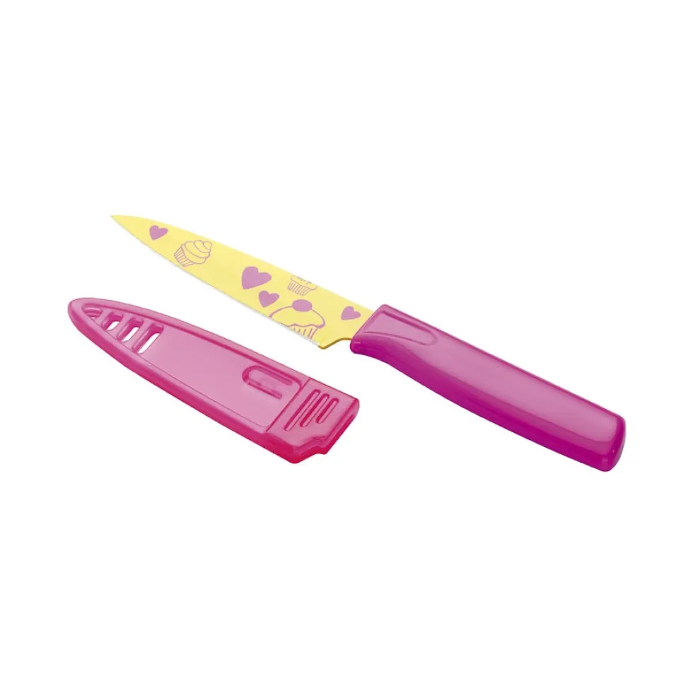 Cuchillo Art corazones y cupcakes Fucsia