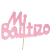 Decoración para Tartas Mi Bautizo Rosa