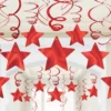 Decoración Colgante Estrellas y Espirales Rojas 30 ud