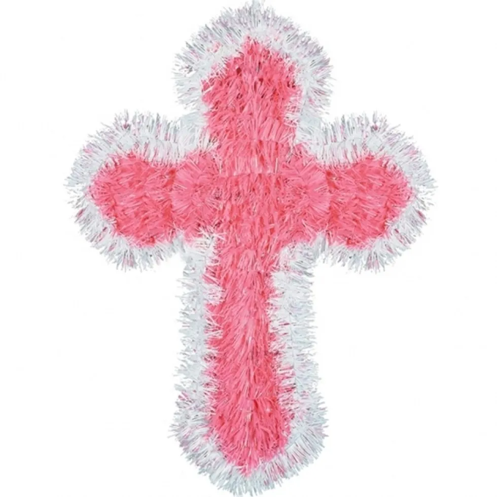 Decoración Cruz Rosa 33 cm