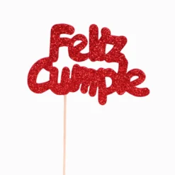 Decoración para Tarta Feliz Cumple Rojo