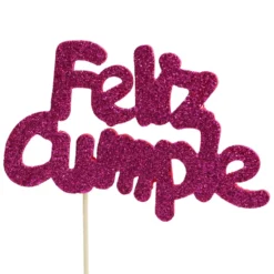 Decoración para Tarta Feliz Cumple Fucsia
