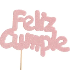 Decoración para Tarta Feliz Cumple Rosa Bebé