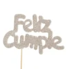 Decoración para Tarta Feliz Cumple Plata
