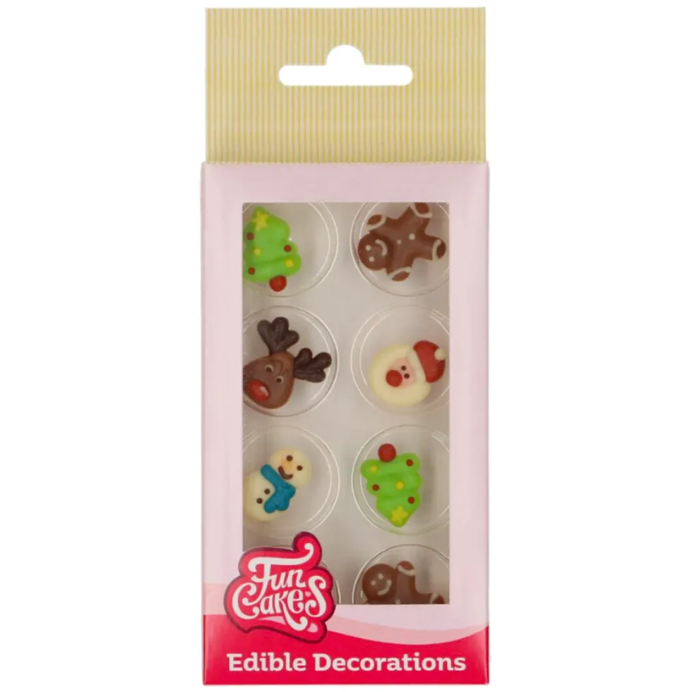 Decoraciones de chocolate navidad 8 ud Funcakes