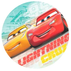 Disco de Oblea Cars Rayo Mcqueen y Cruz Ramírez