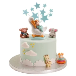 Figura Bautizo Cigüeña Dormida Azul 10 cm