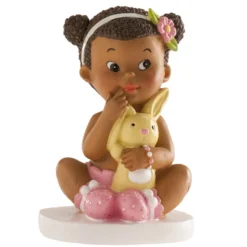 Figura para Tartas Bautizo Niña con Conejito
