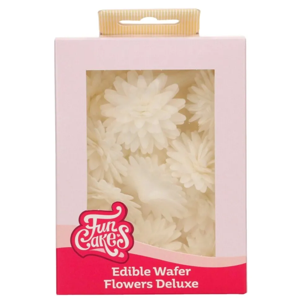 Flores de Papel Comestibles Pompón Margarita Blanca Mediana 12 ud