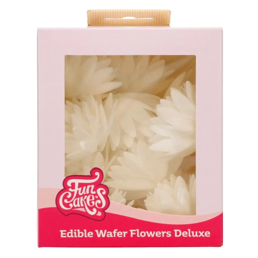 Flores de Papel Comestibles Áster Blanca Mediana 14 ud - Funcakes