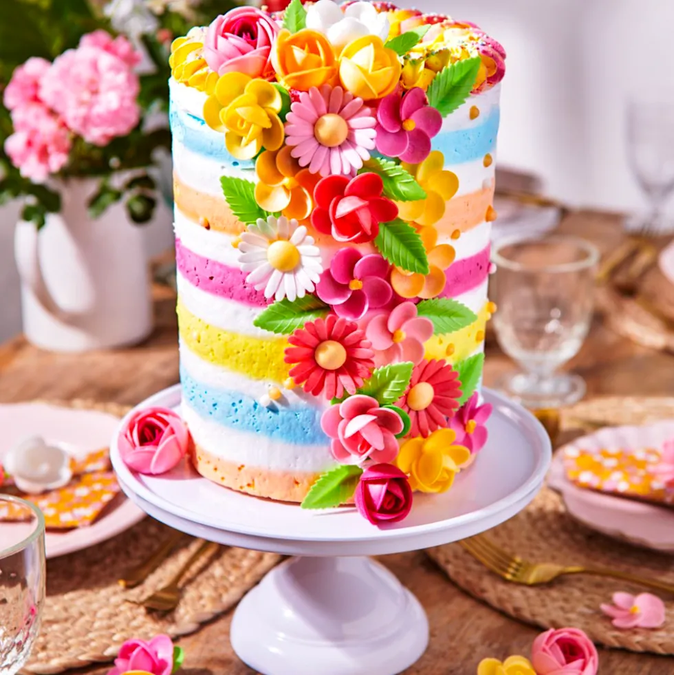 Flores de Papel de Oblea Tulipanes y Hojas 12 ud - Funcakes
