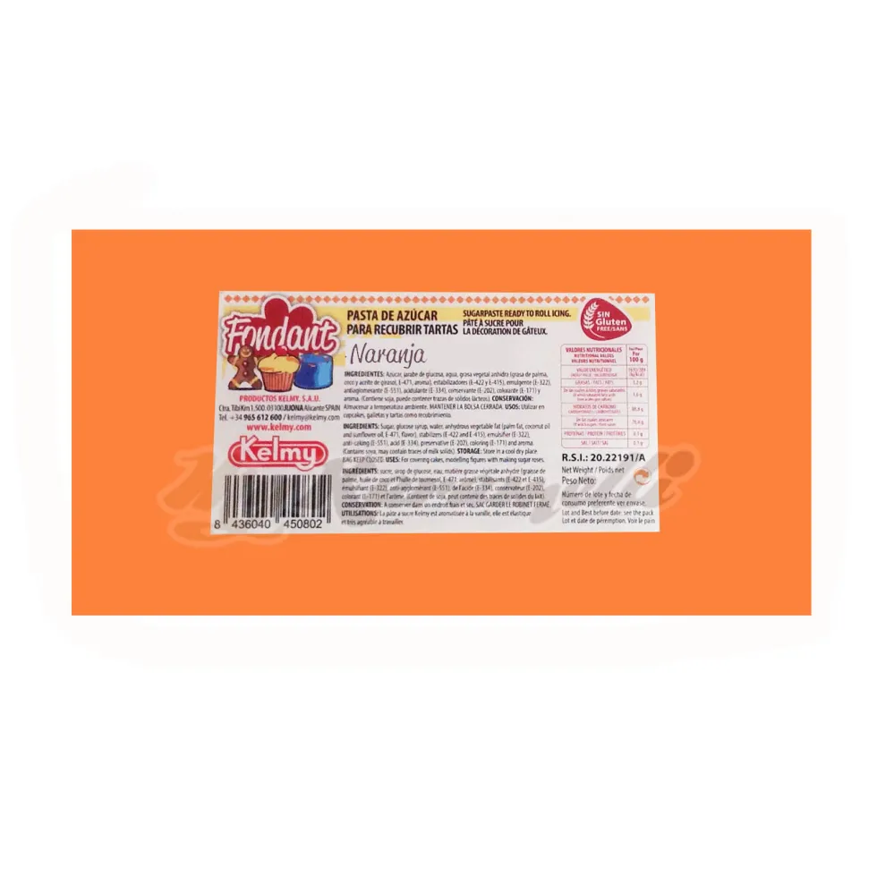 Fondant Naranja 1 Kg - Kelmy