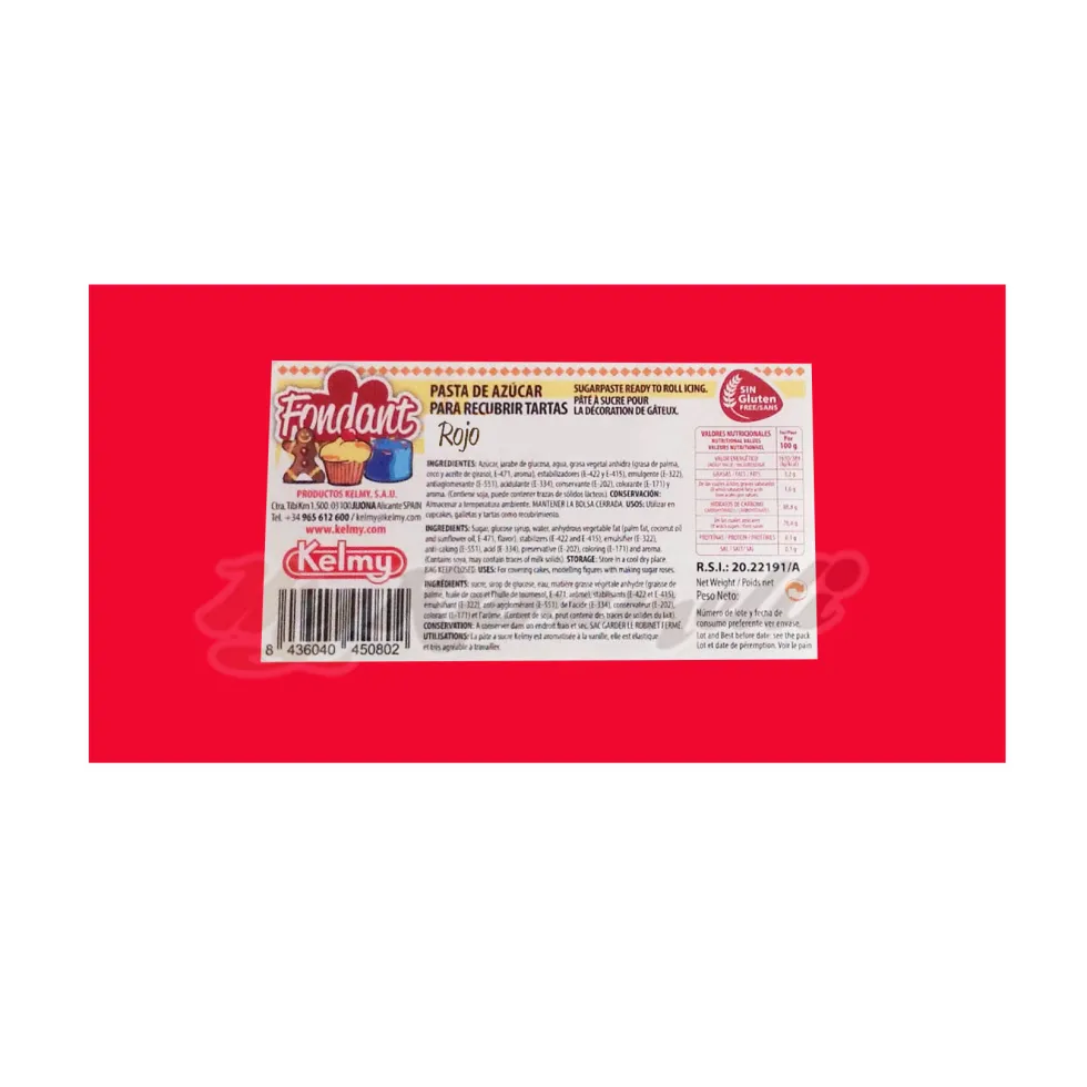 Fondant Rojo 250 gr - Kelmy