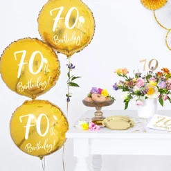 Globo Foil 70 Cumpleaños Dorado 45 cm